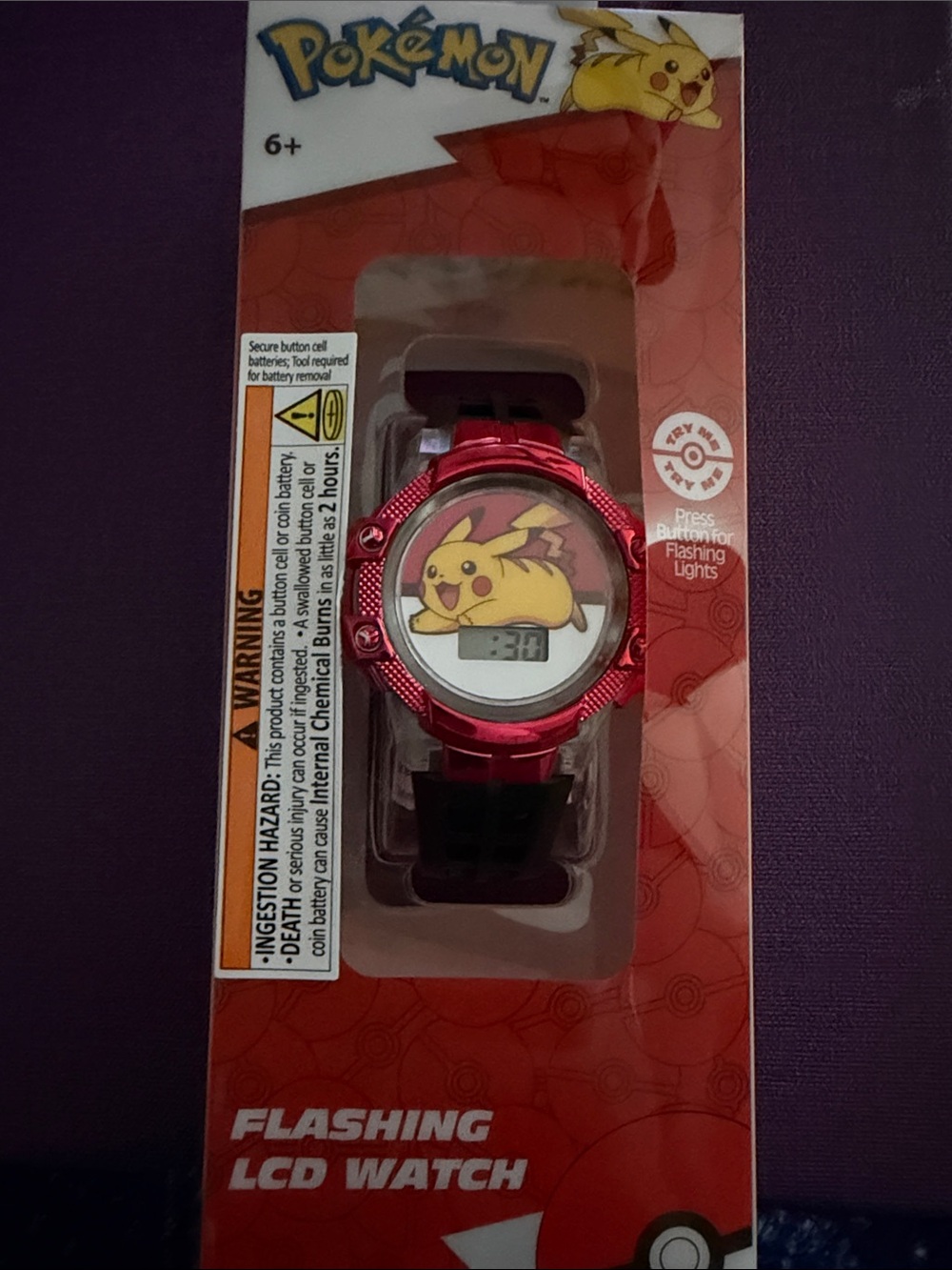 Pokémon Pikachu Flashing LCD Watch - Red